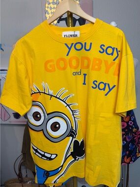 Flower Yellow Minion Graphic Tee - 'You Say Goodbye'